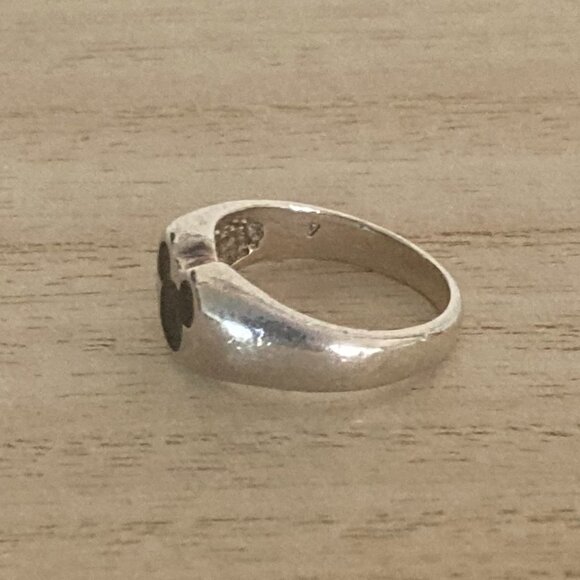 Ring Mickey Mouse Icon Black enamel in 925 Silver Sz4 Pinky - Picture 4 of 6